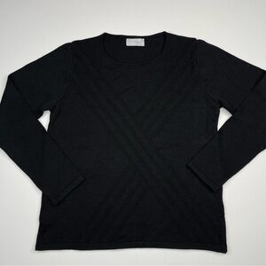 Sapi Maglierie Sweater Black Crew Neck Wool Blend Office Winter Minimalist